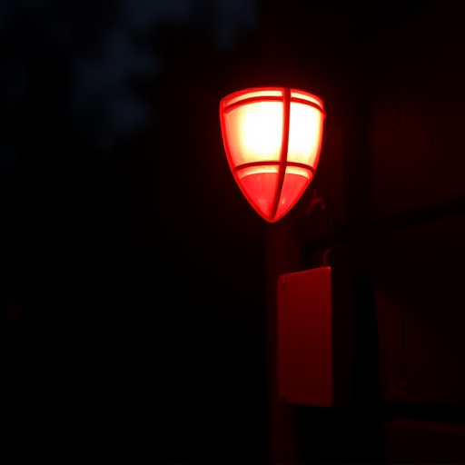 flashing red home security alert light at night