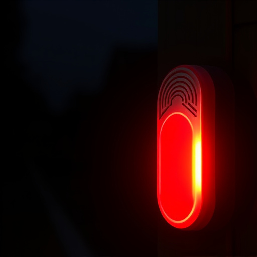 flashing red home security alert light at night