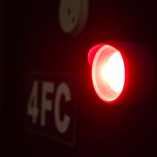 flashing red home security alert light at night