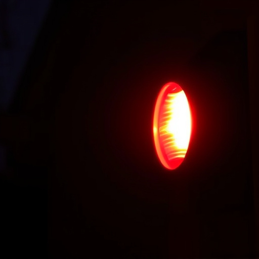 flashing red home security alert light at night