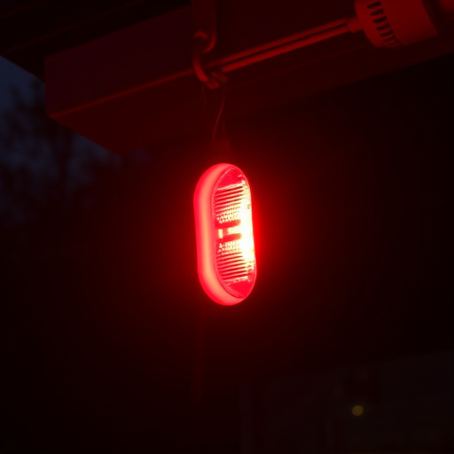 flashing red home security alert light at night