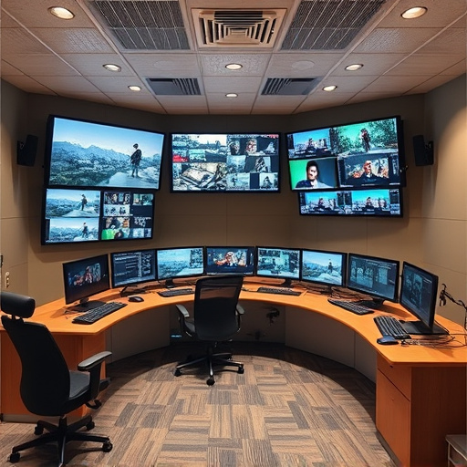 home monitoring control room with multiple screens
