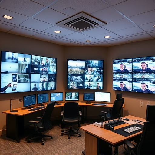 home monitoring control room with multiple screens