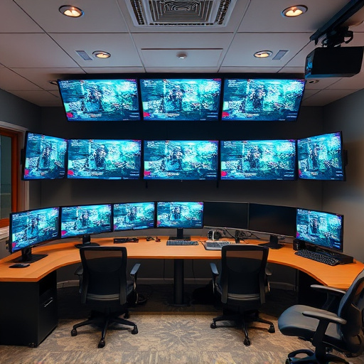 home monitoring control room with multiple screens