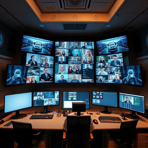 home monitoring control room with multiple screens