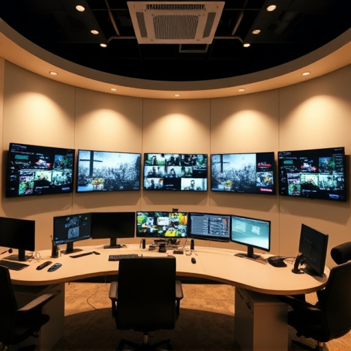 home monitoring control room with multiple screens