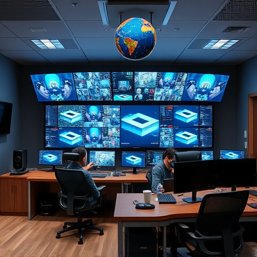 home monitoring control room with multiple screens