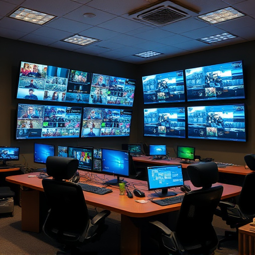 home monitoring control room with multiple screens