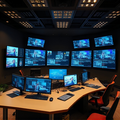 home monitoring control room with multiple screens