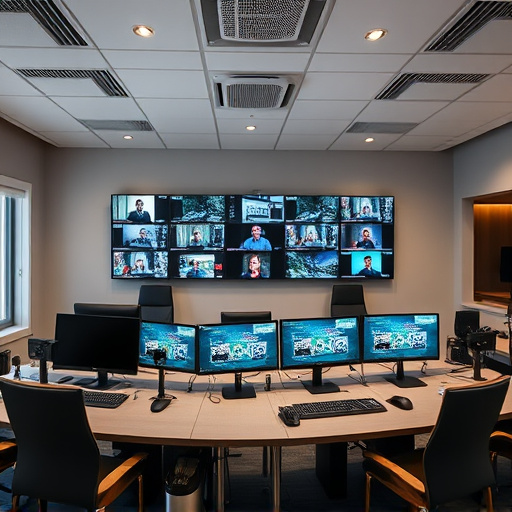 home monitoring control room with multiple screens