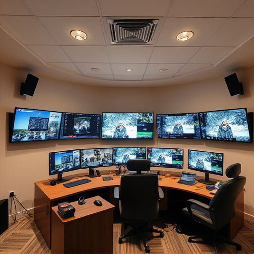 home monitoring control room with multiple screens