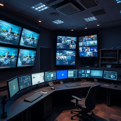 home monitoring control room with multiple screens