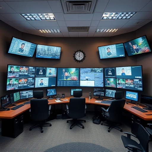 home monitoring control room with multiple screens