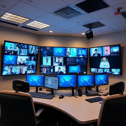 home monitoring control room with multiple screens