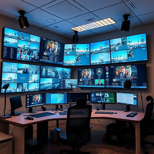 home monitoring control room with multiple screens