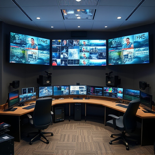 home monitoring control room with multiple screens