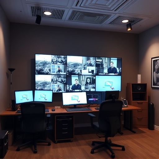 home monitoring control room with multiple screens