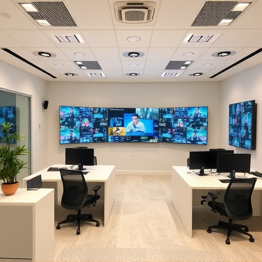 home monitoring control room with multiple screens