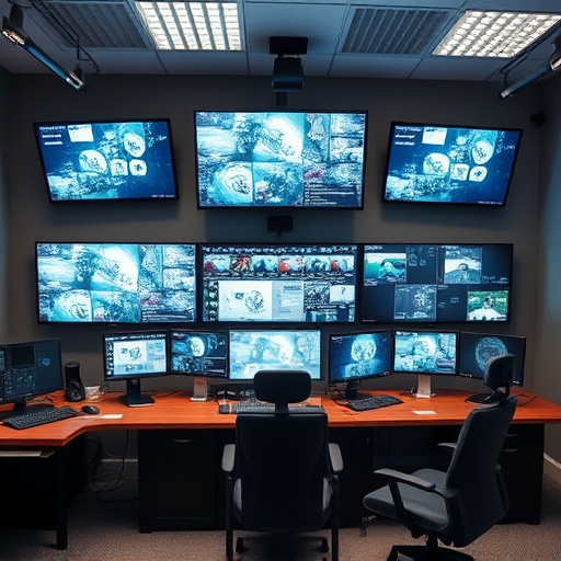 home monitoring control room with multiple screens