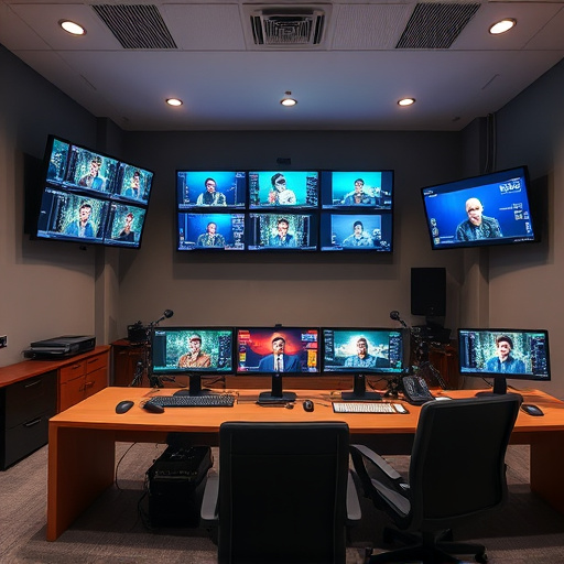 home monitoring control room with multiple screens