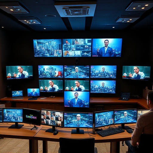home monitoring control room with multiple screens