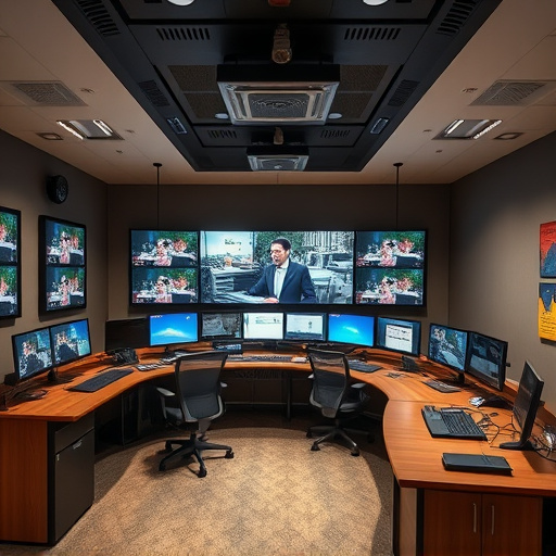 home monitoring control room with multiple screens