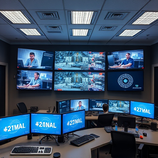 home monitoring control room with multiple screens