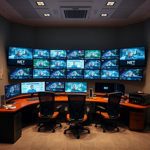 home monitoring control room with multiple screens