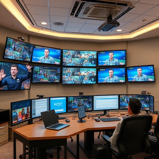 home monitoring control room with multiple screens