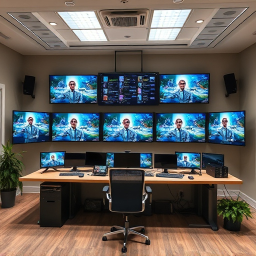 home monitoring control room with multiple screens