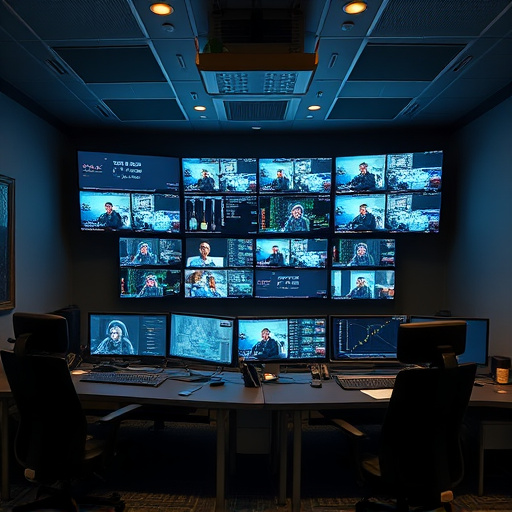 home monitoring control room with multiple screens