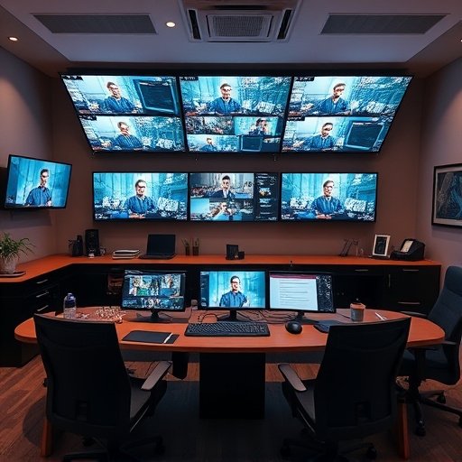 home monitoring control room with multiple screens