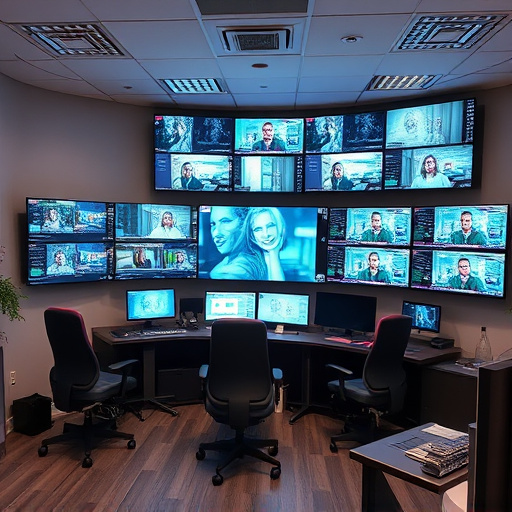 home monitoring control room with multiple screens