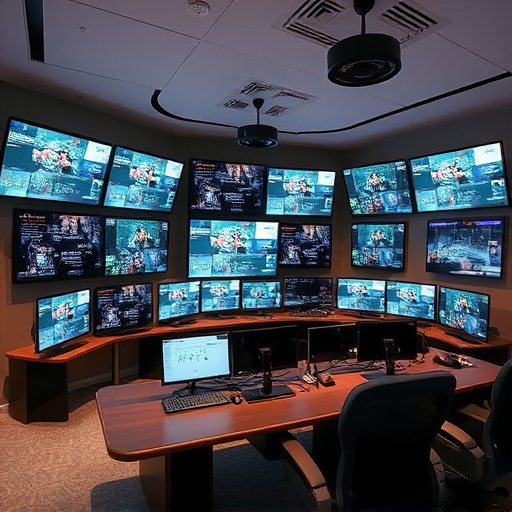 home monitoring control room with multiple screens