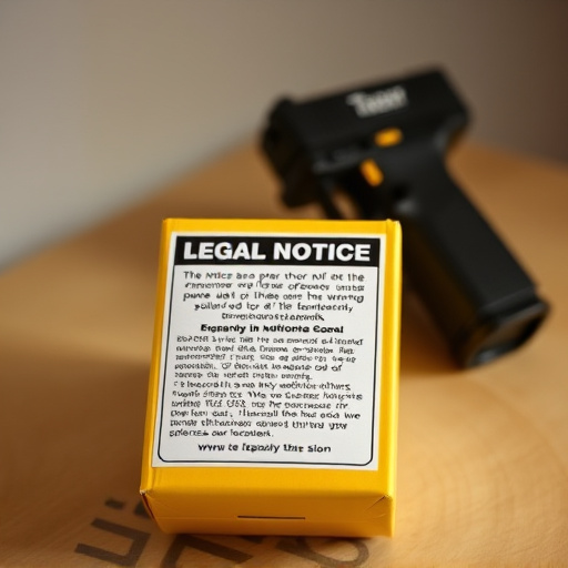 legal notice on taser product packaging