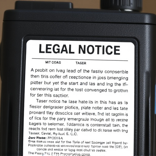 legal notice on taser product packaging