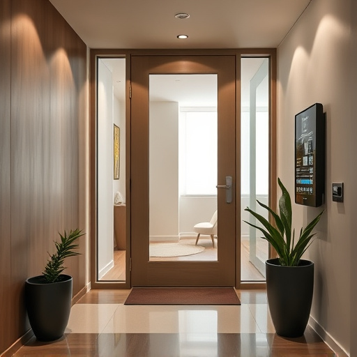 modern entryway with facial recognition access
