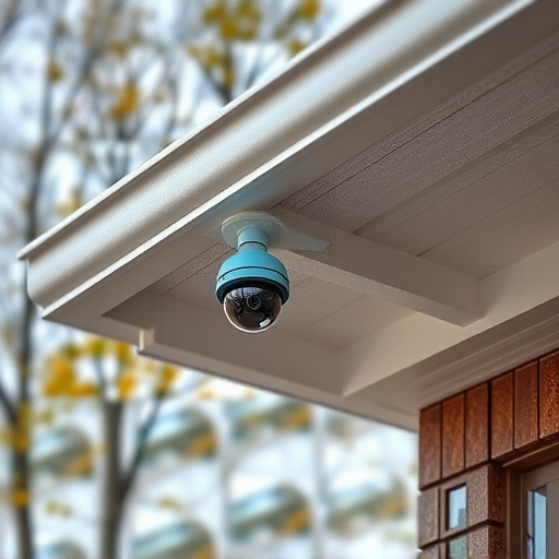 motion-activated surveillance camera under roof eaves