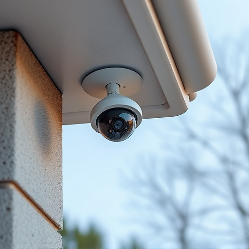 motion-activated surveillance camera under roof eaves
