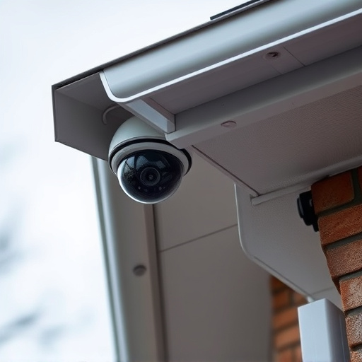motion-activated surveillance camera under roof eaves