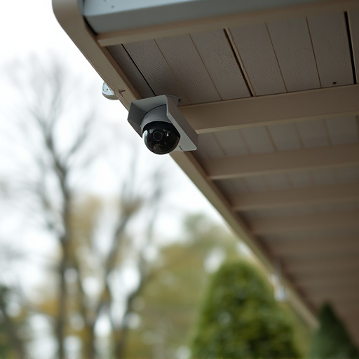 motion-activated surveillance camera under roof eaves