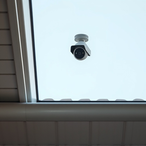 motion-activated surveillance camera under roof eaves