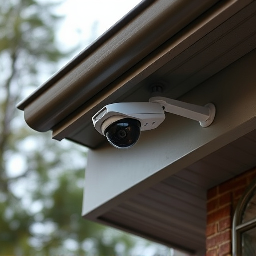 motion-activated surveillance camera under roof eaves