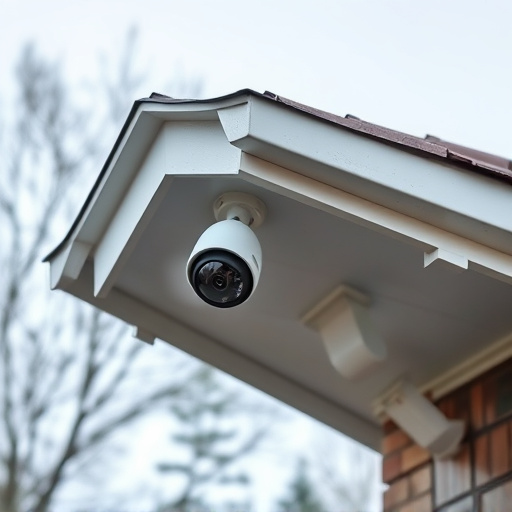 motion-activated surveillance camera under roof eaves