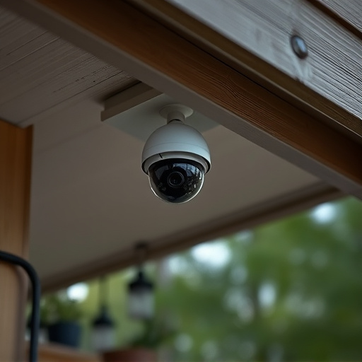 motion-activated surveillance camera under roof eaves