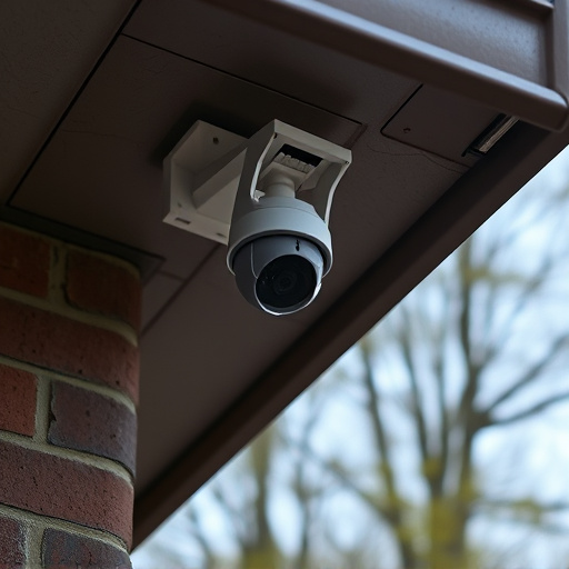 motion-activated surveillance camera under roof eaves