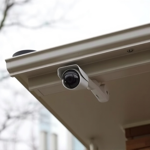 motion-activated surveillance camera under roof eaves