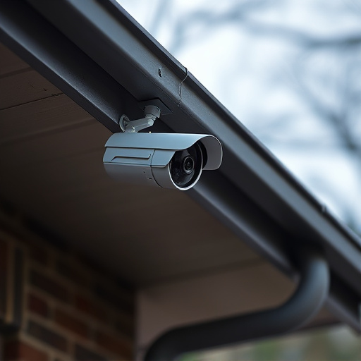 motion-activated surveillance camera under roof eaves