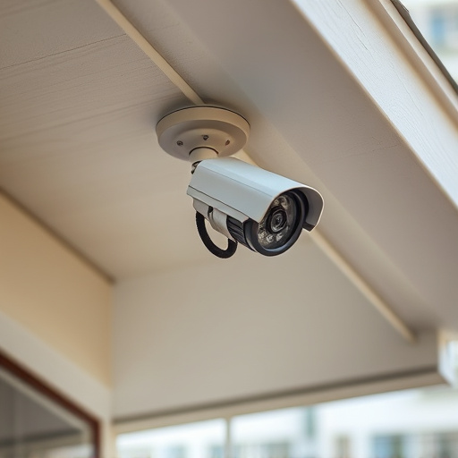 motion-activated surveillance camera under roof eaves