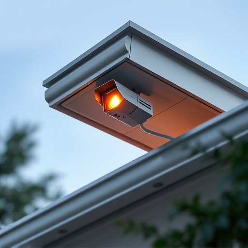 motion-activated surveillance camera under roof eaves